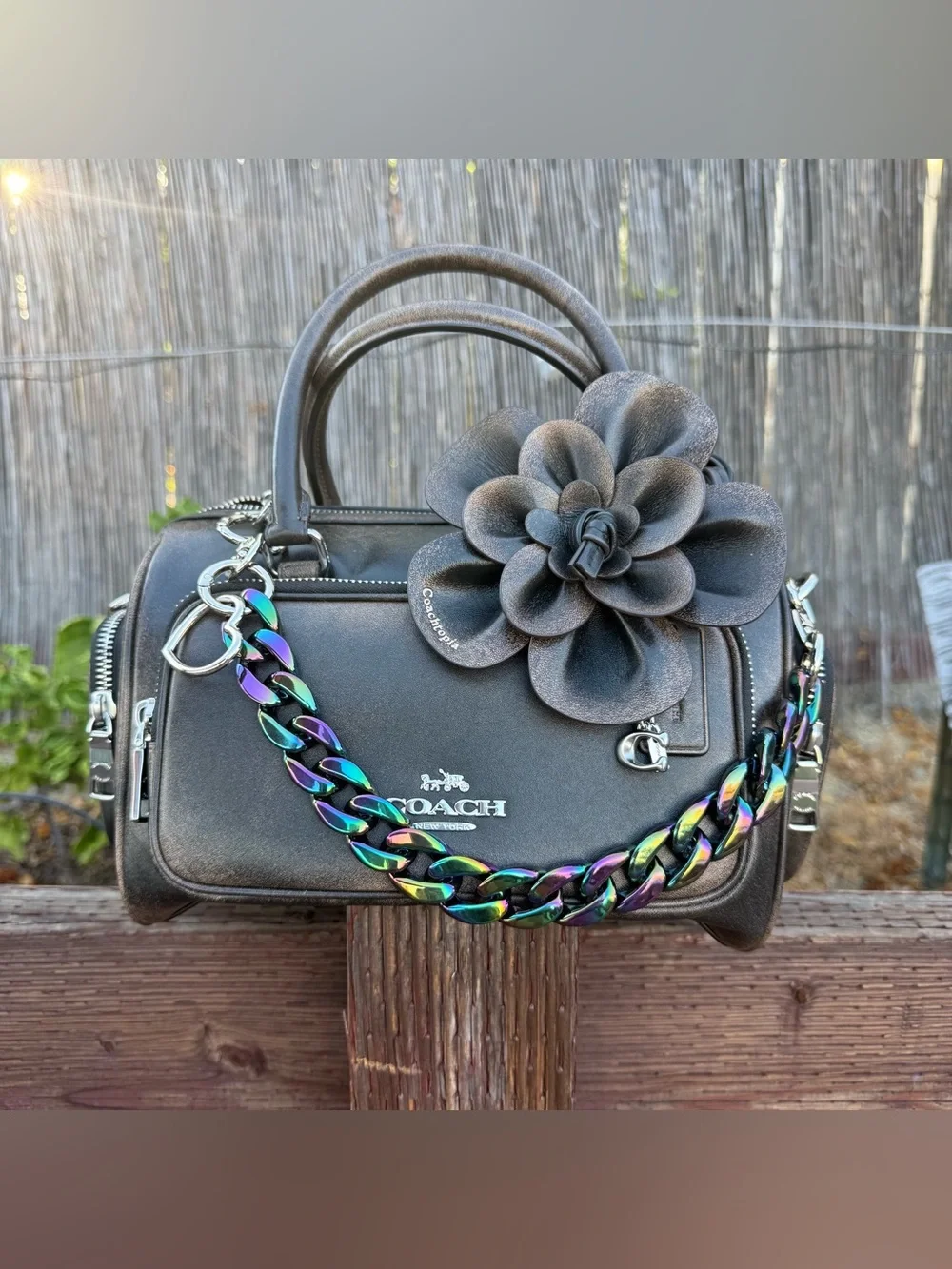 Novelty Strap| Bag Strap| ‘Oil Slick’ Acrylic Chain Link| Heart Shaped